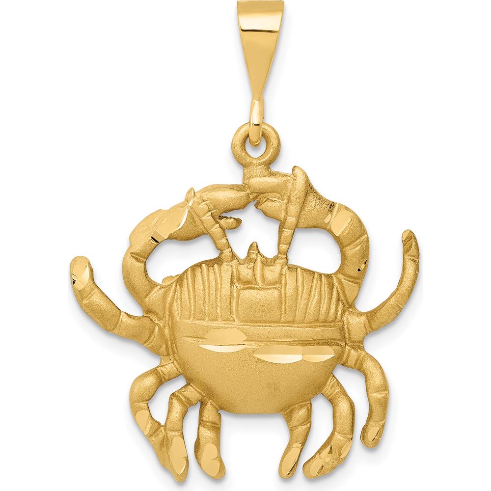 10K Yellow Gold Cancer Zodiac Themed Charm Pendant - Polished Finish