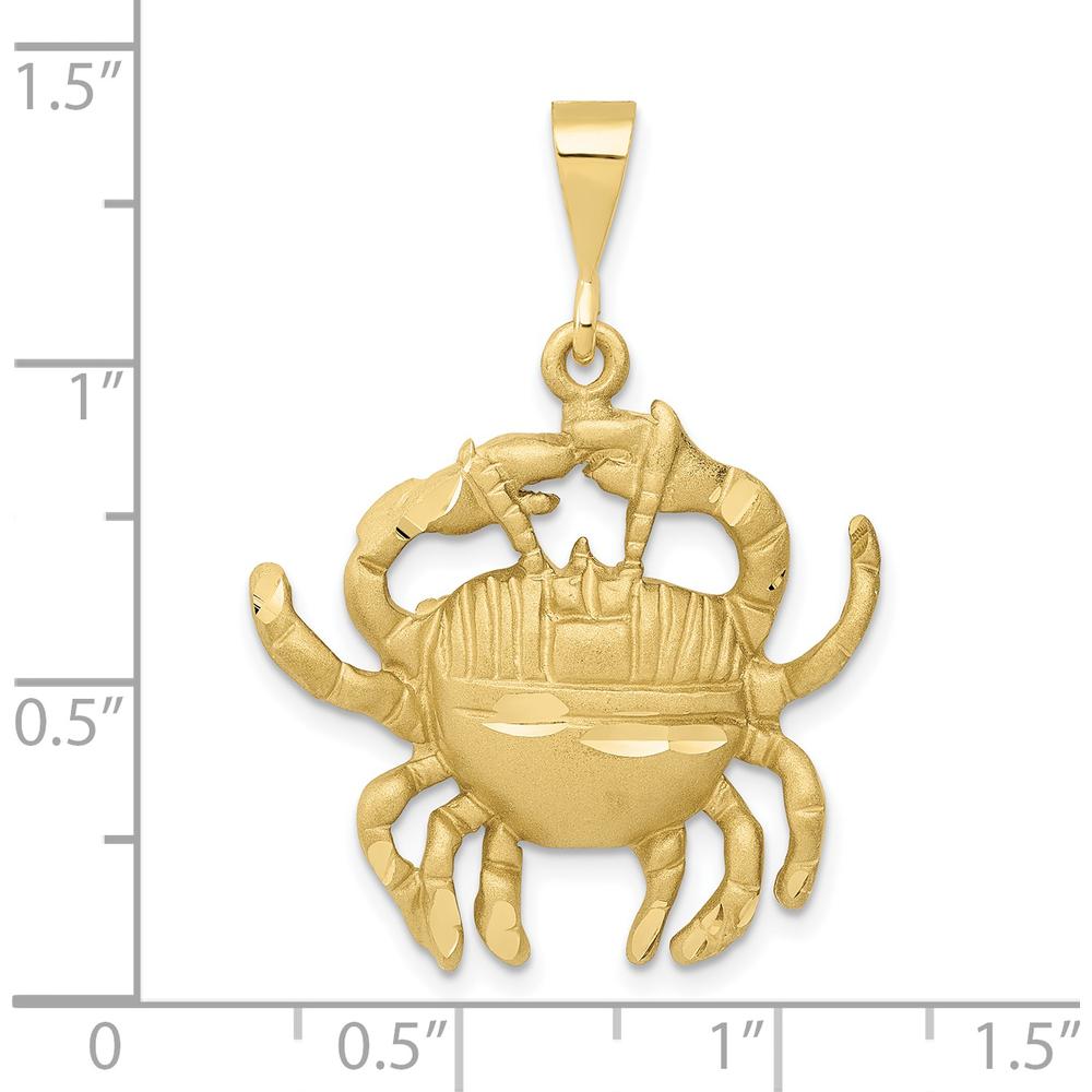 10K Yellow Gold Cancer Zodiac Themed Charm Pendant - Polished Finish