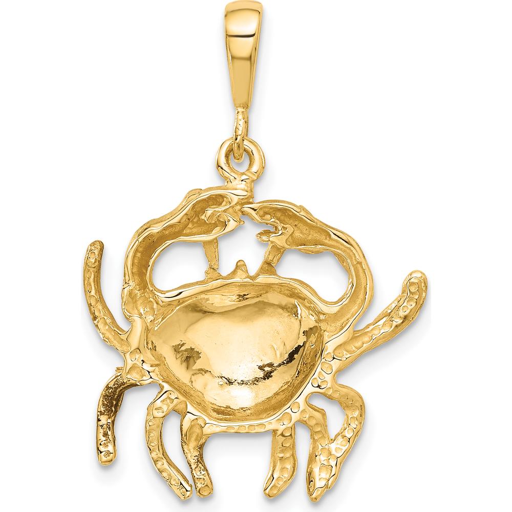 10K Yellow Gold Cancer Zodiac Themed Charm Pendant - Polished Finish