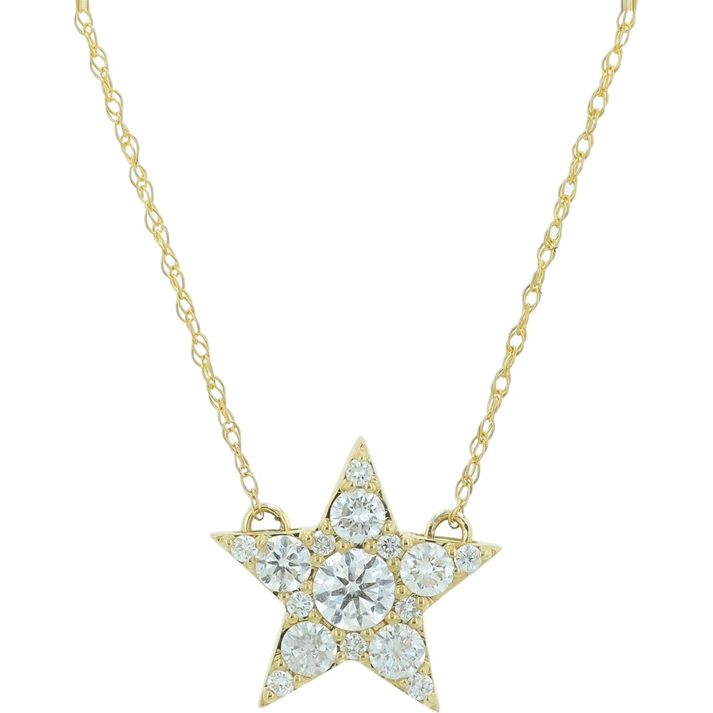 10K Yellow Gold Celestial Star Pendant with Brilliant Cut Round Diamonds - 0.50 Carat Total Diamond Weight
