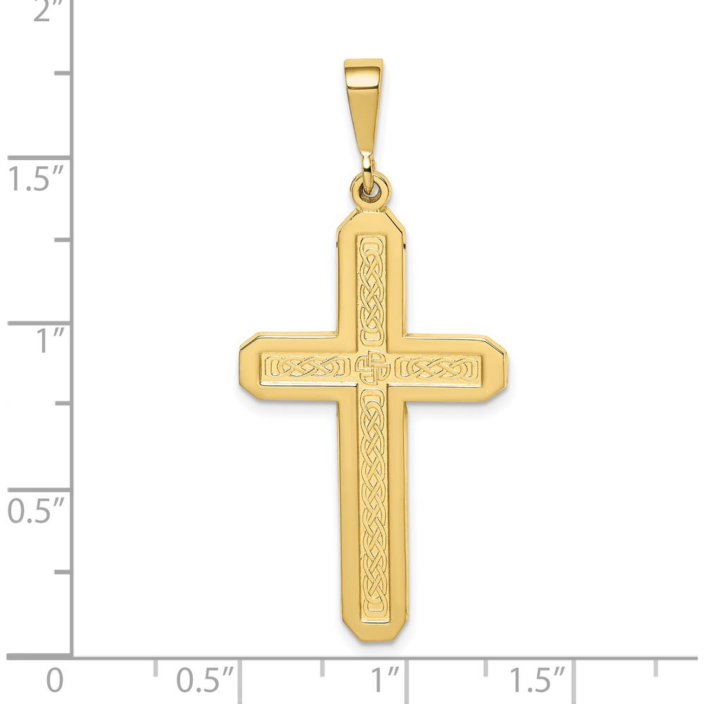 10K Yellow Gold Celtic Cross Pendant - 48mm Length