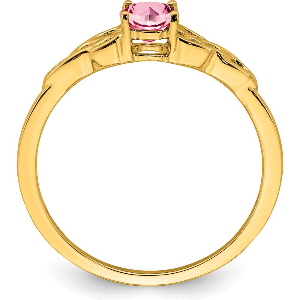 10K Yellow Gold Celtic Knot Ring with Round Pink Tourmaline - 0.33 Carat Total Gemstone Weight by 0