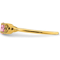 10K Yellow Gold Celtic Knot Ring with Round Pink Tourmaline - 0.33 Carat Total Gemstone Weight by 0