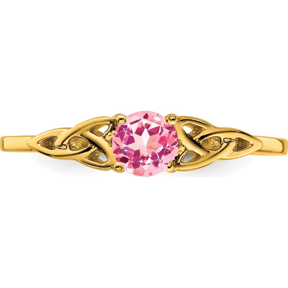 10K Yellow Gold Celtic Knot Ring with Round Pink Tourmaline - 0.33 Carat Total Gemstone Weight by 0