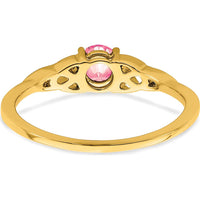 10K Yellow Gold Celtic Knot Ring with Round Pink Tourmaline - 0.33 Carat Total Gemstone Weight by 0