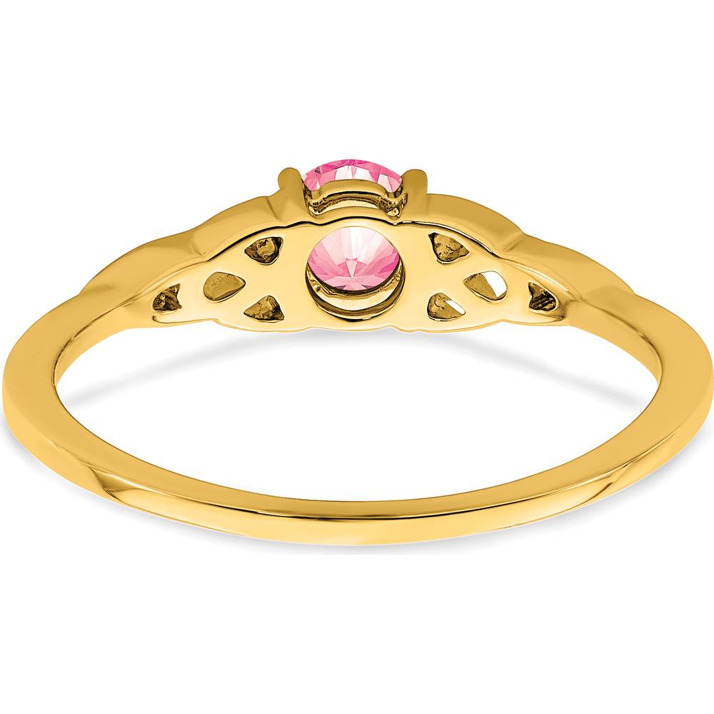 10K Yellow Gold Celtic Knot Ring with Round Pink Tourmaline - 0.33 Carat Total Gemstone Weight by 0