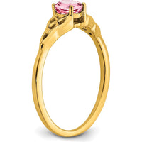10K Yellow Gold Celtic Knot Ring with Round Pink Tourmaline - 0.33 Carat Total Gemstone Weight by 0