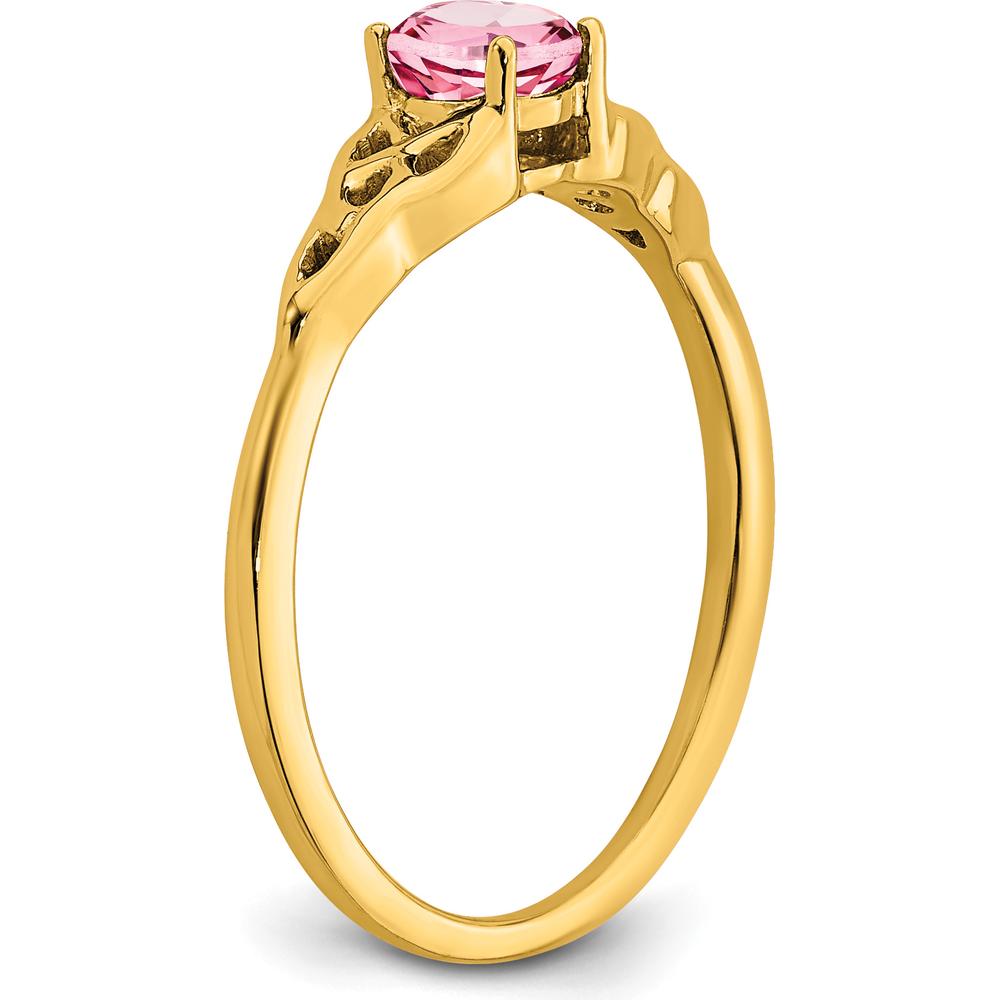 10K Yellow Gold Celtic Knot Ring with Round Pink Tourmaline - 0.33 Carat Total Gemstone Weight by 0