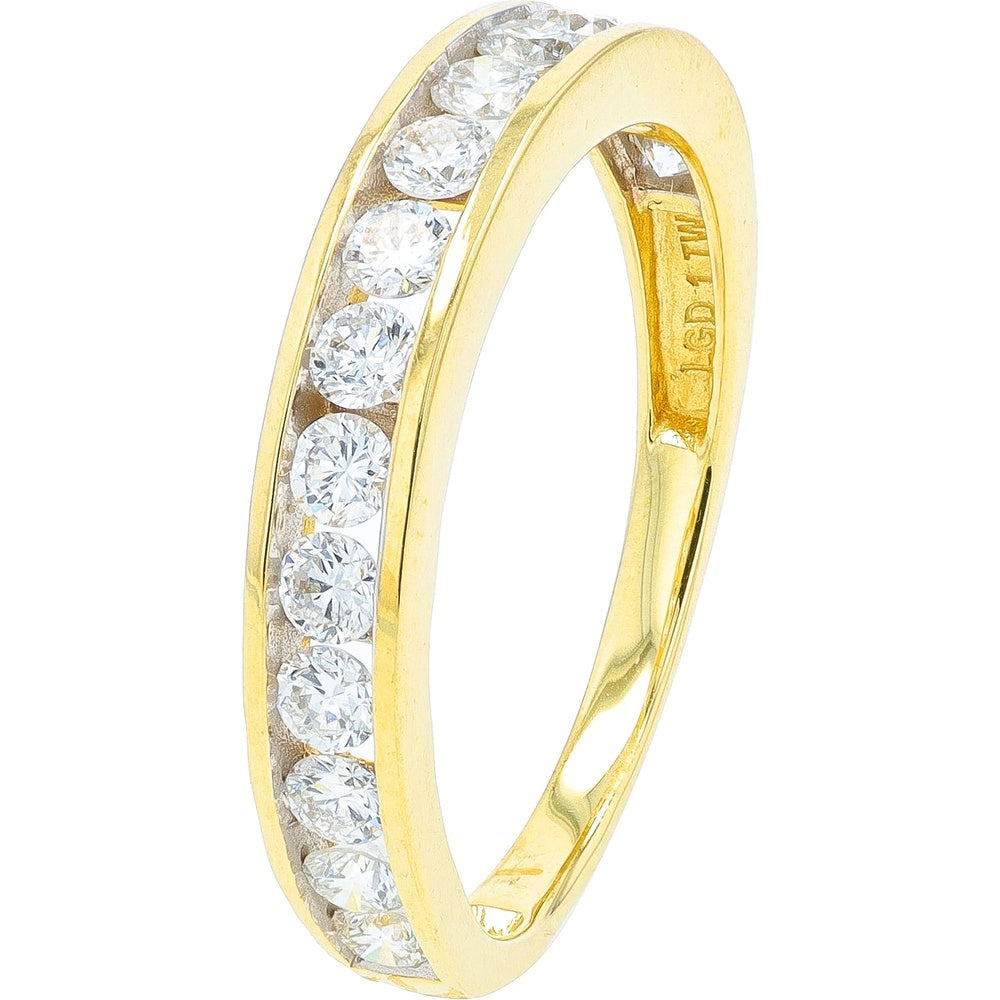 10K Yellow Gold Channel Set Band with Round Lab Grown Diamonds - 1.00 Carat Total Diamond Weight