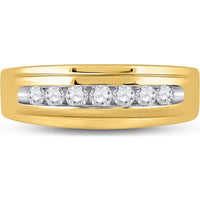 10K Yellow Gold Channel-Set Round Diamond Band Ring - 0.50 Carat Total Diamond Weight
