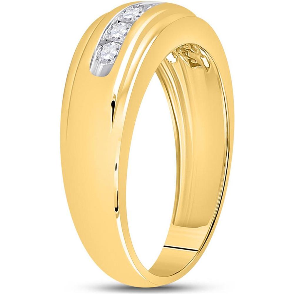 10K Yellow Gold Channel-Set Round Diamond Band Ring - 0.50 Carat Total Diamond Weight