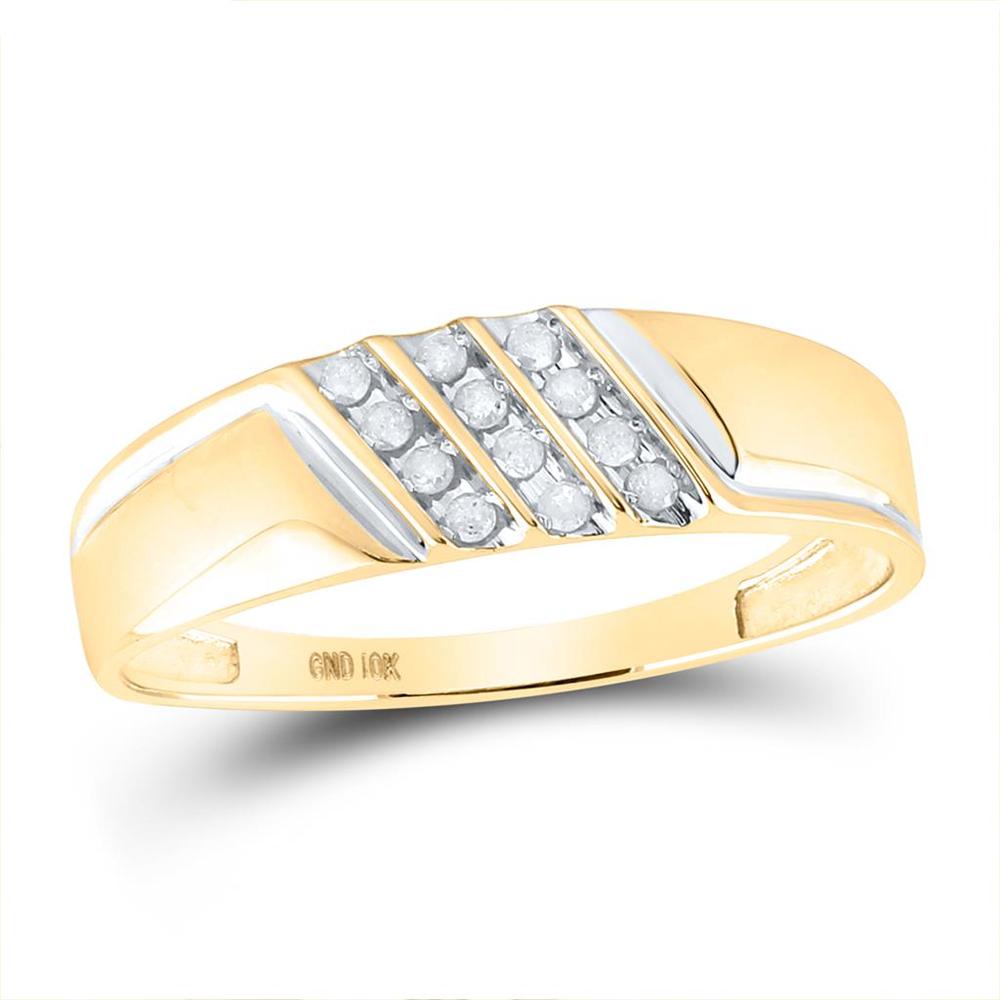 10K Yellow Gold Channel-Set Round Diamond Wedding Band Ring - 1/8 Carat Total Diamond Weight