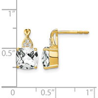 10K Yellow Gold Checkerboard White Topaz and Diamond Drop Earrings - 1.682 Carat Total Topaz Weight, 0.01 Carat Total Diamond Weight by Oro Pregiato