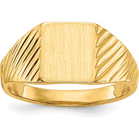 10K Yellow Gold Child's Signet Ring with Engravable Surface - 8.5x7.0mm Top