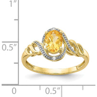 10K Yellow Gold Citrine Ring with Round Diamond Accents - 0.93 Carat Citrine, 0.008 Carat Total Diamond Weight
