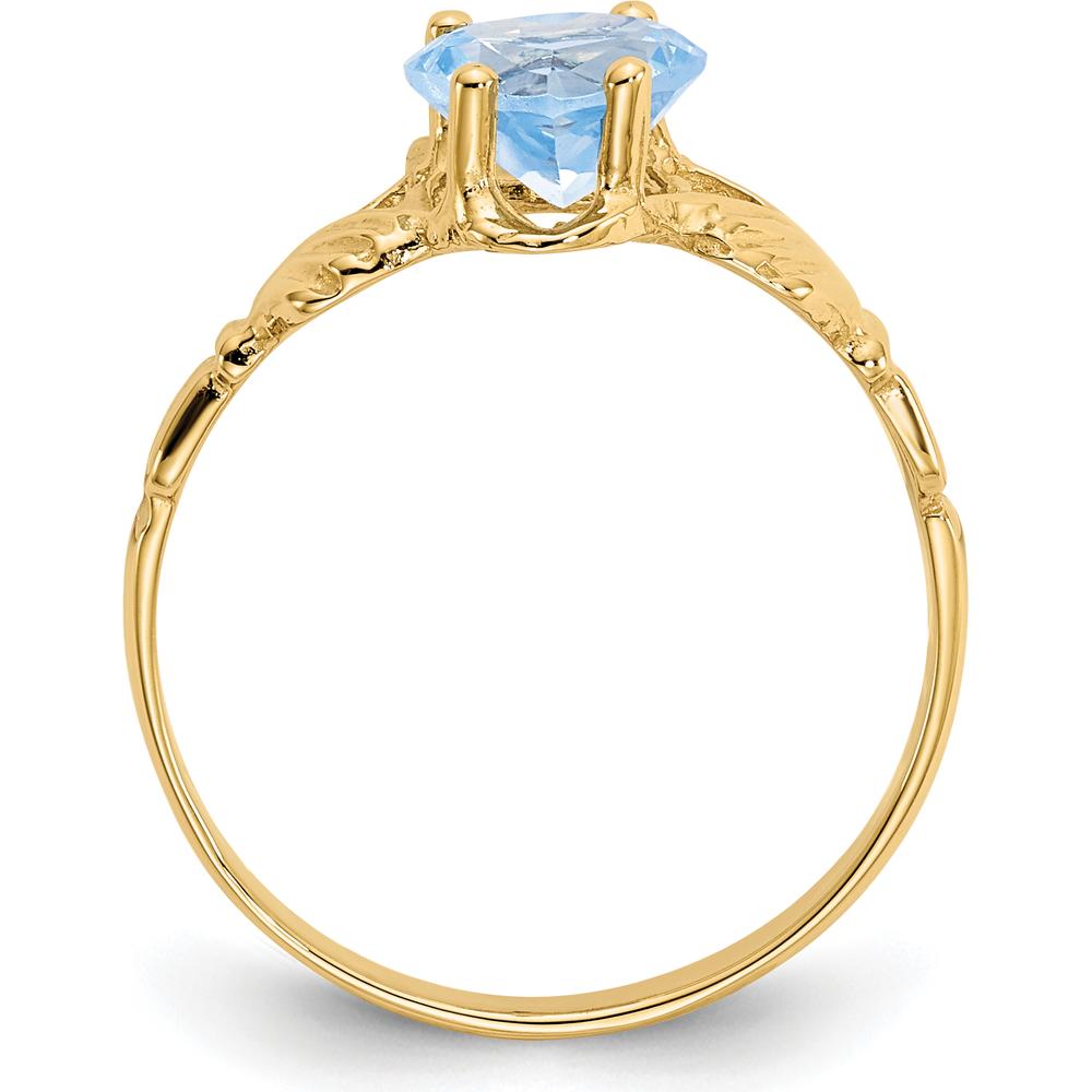 10K Yellow Gold Claddagh Birthstone Ring with Heart-Shaped Aquamarine - March Birthstone