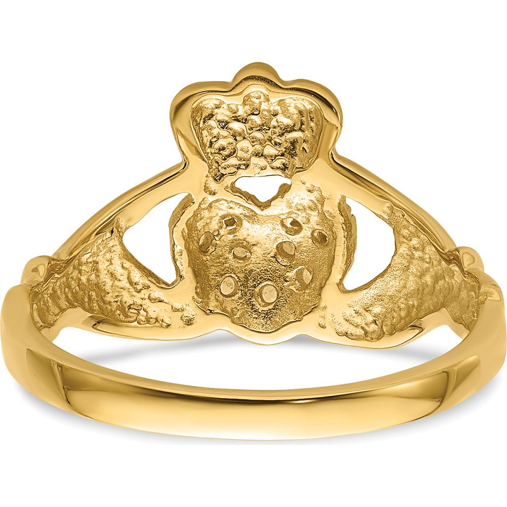 10K Yellow Gold Claddagh Ring Mounting - Polished Finish, 7mm Width