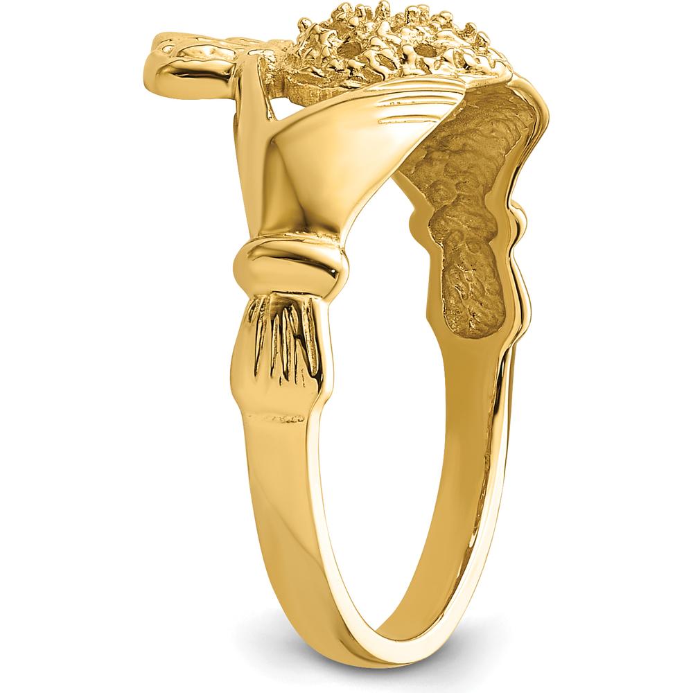 10K Yellow Gold Claddagh Ring Mounting - Polished Finish, 7mm Width