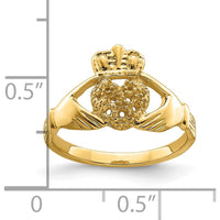 10K Yellow Gold Claddagh Ring Mounting - Polished Finish, 7mm Width