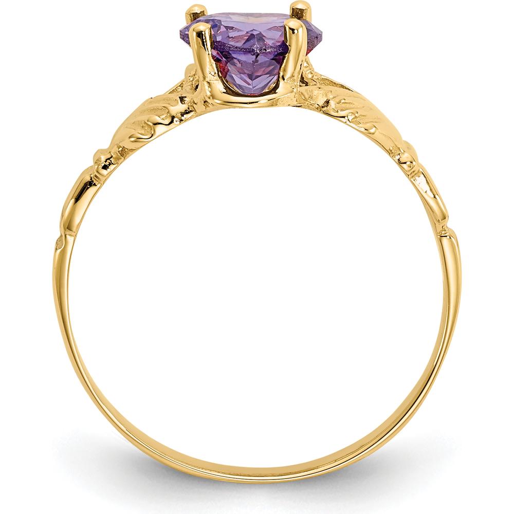 10K Yellow Gold Claddagh Ring with Heart-Shaped Amethyst - February Birthstone