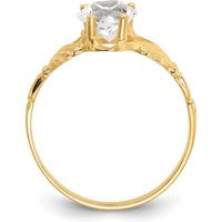 10K Yellow Gold Claddagh Ring with Heart-Shaped April Birthstone