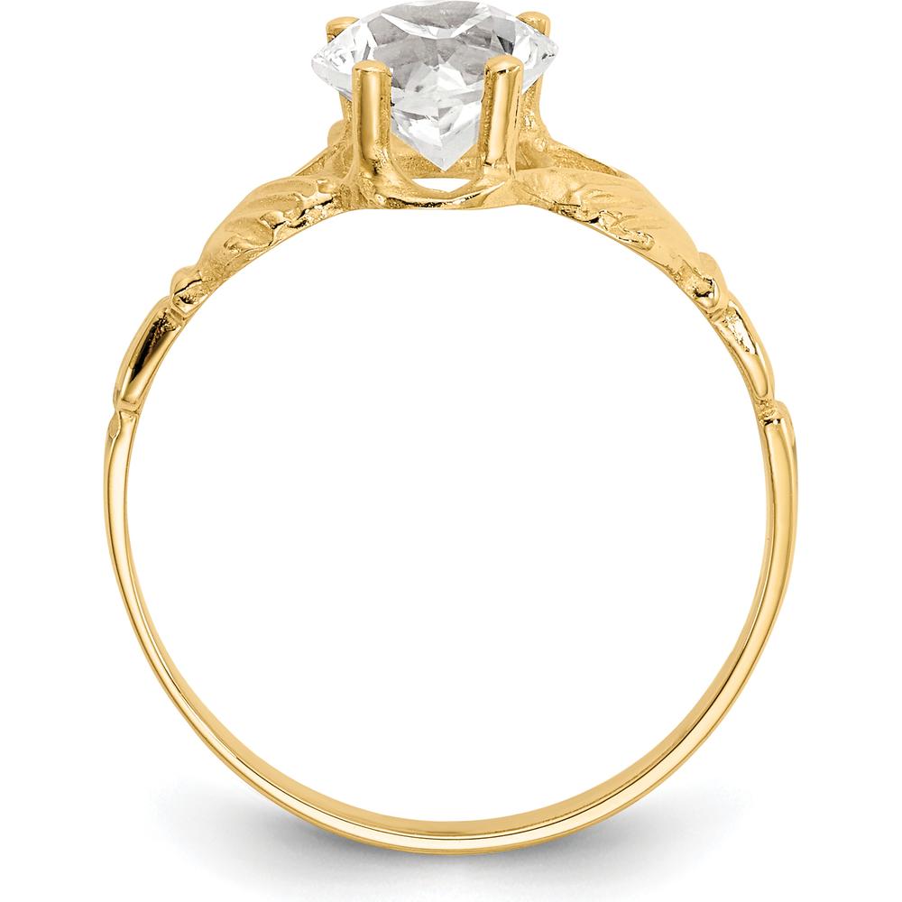 10K Yellow Gold Claddagh Ring with Heart-Shaped April Birthstone