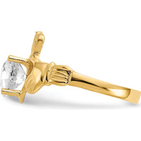 10K Yellow Gold Claddagh Ring with Heart-Shaped April Birthstone