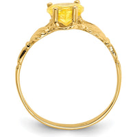 10K Yellow Gold Claddagh Ring with Heart-Shaped Citrine - November Birthstone