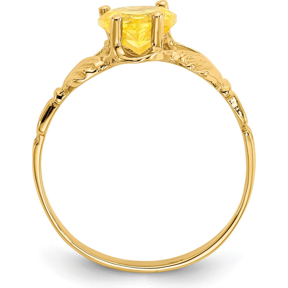 10K Yellow Gold Claddagh Ring with Heart-Shaped Citrine - November Birthstone