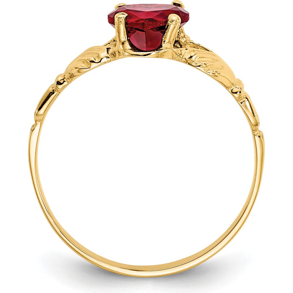 10K Yellow Gold Claddagh Ring with Heart-Shaped Garnet - January Birthstone