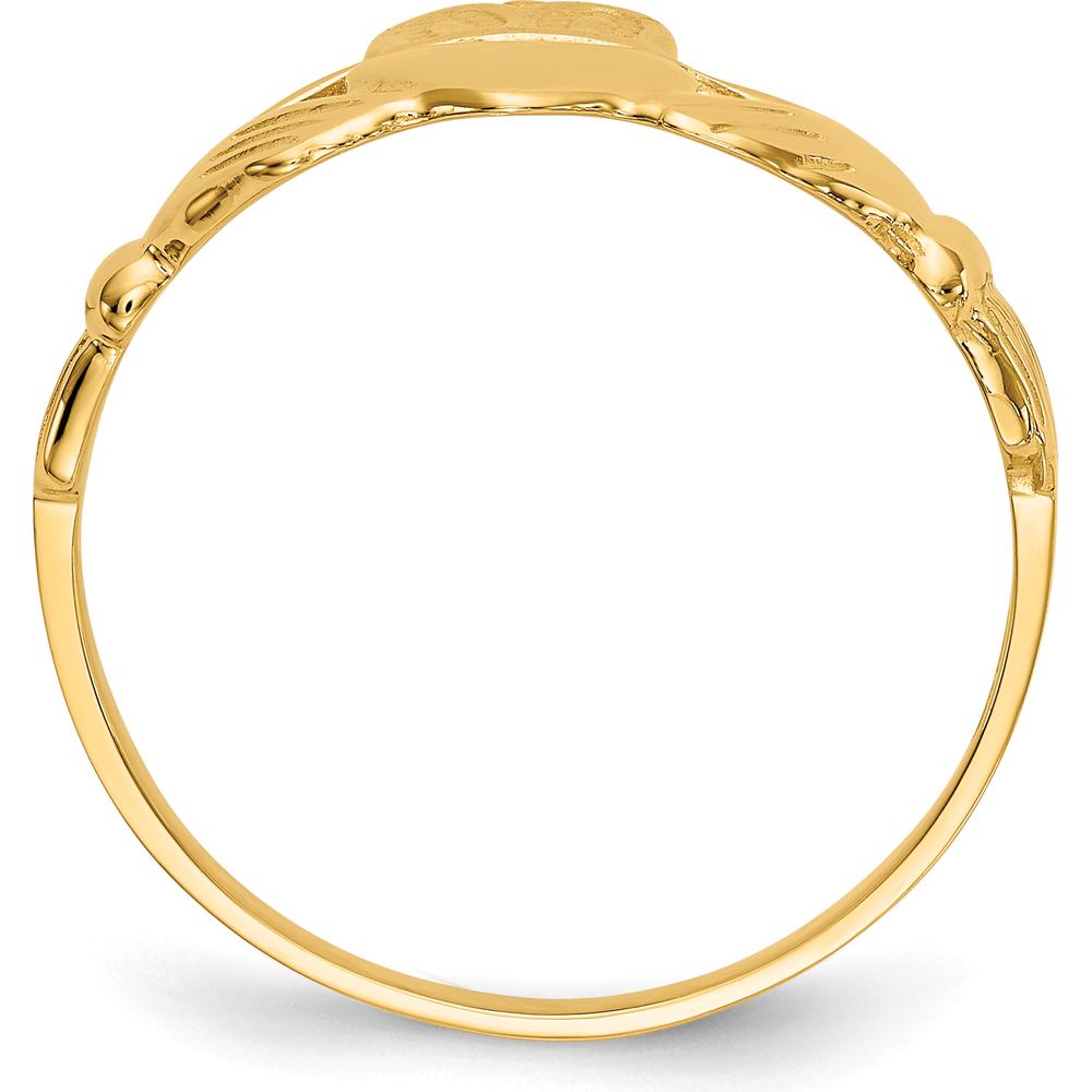 10K Yellow Gold Claddagh Ring with Polished Finish - 12mm Band Width