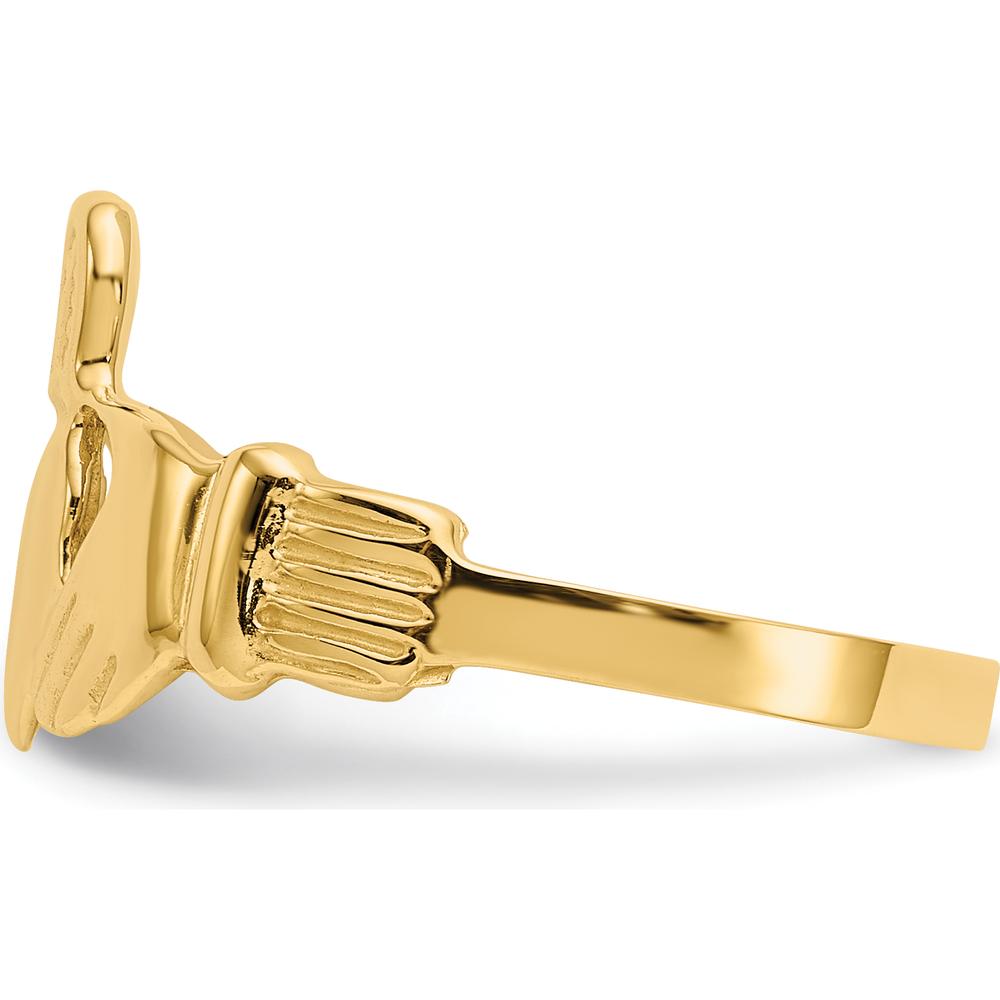 10K Yellow Gold Claddagh Ring with Polished Finish - 12mm Band Width