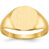 10K Yellow Gold Closed Back Signet Ring - Engravable 9.5mm Top