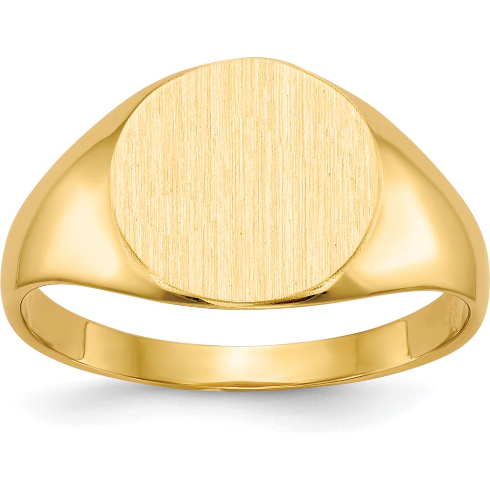 10K Yellow Gold Closed Back Signet Ring - Engravable 9.5mm Top