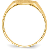 10K Yellow Gold Closed Back Signet Ring - Engravable 9.5mm Top