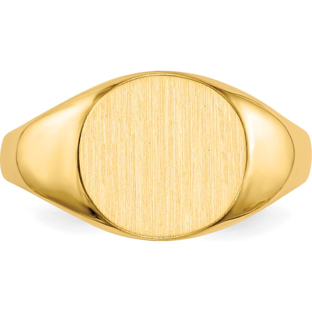 10K Yellow Gold Closed Back Signet Ring - Engravable 9.5mm Top