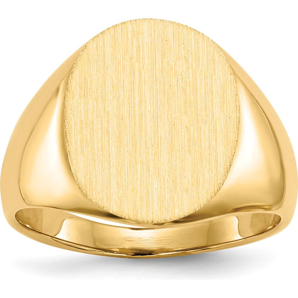 10K Yellow Gold Closed Back Signet Ring with Polished & Brushed Finish - Engravable, Unisex Design