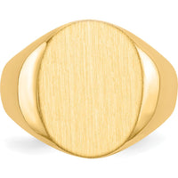 10K Yellow Gold Closed Back Signet Ring with Polished & Brushed Finish - Engravable, Unisex Design