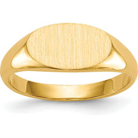 10K Yellow Gold Closed Back Signet Ring with Polished & Satin Finish - Engravable, 6.5mm x 11.5mm