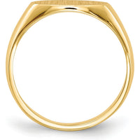 10K Yellow Gold Closed Back Signet Ring with Polished & Satin Finish - Engravable, 6.5mm x 11.5mm
