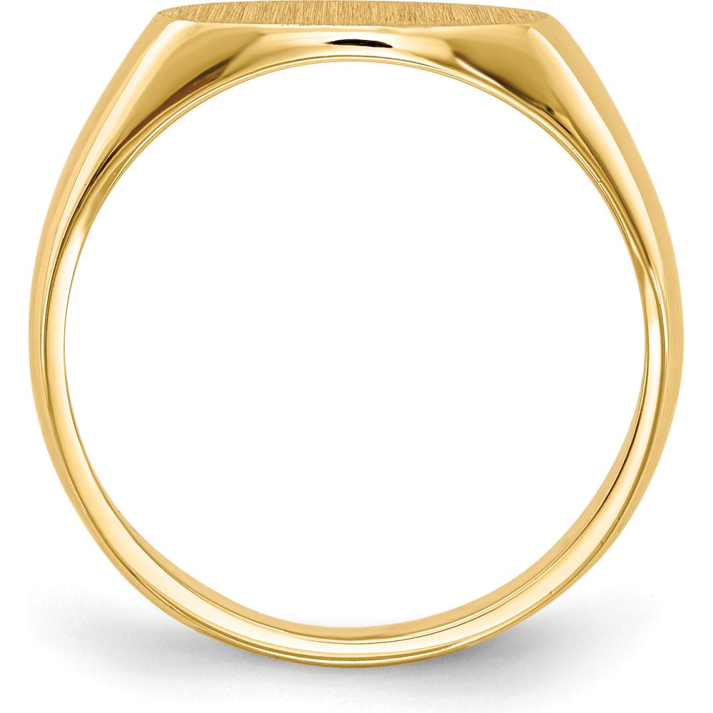 10K Yellow Gold Closed Back Signet Ring with Polished & Satin Finish - Engravable, 6.5mm x 11.5mm