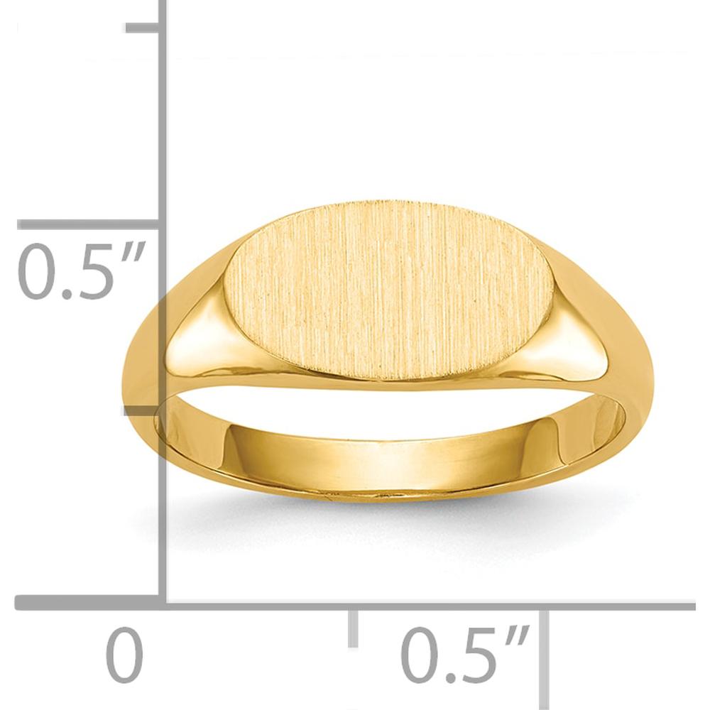 10K Yellow Gold Closed Back Signet Ring with Polished & Satin Finish - Engravable, 6.5mm x 11.5mm