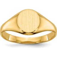 10K Yellow Gold Closed Back Signet Ring with Satin Finish - Engravable, Size 3-7