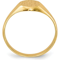 10K Yellow Gold Closed Back Signet Ring with Satin Finish - Engravable, Size 3-7