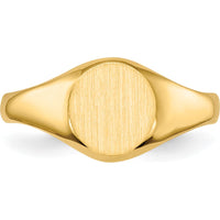 10K Yellow Gold Closed Back Signet Ring with Satin Finish - Engravable, Size 3-7