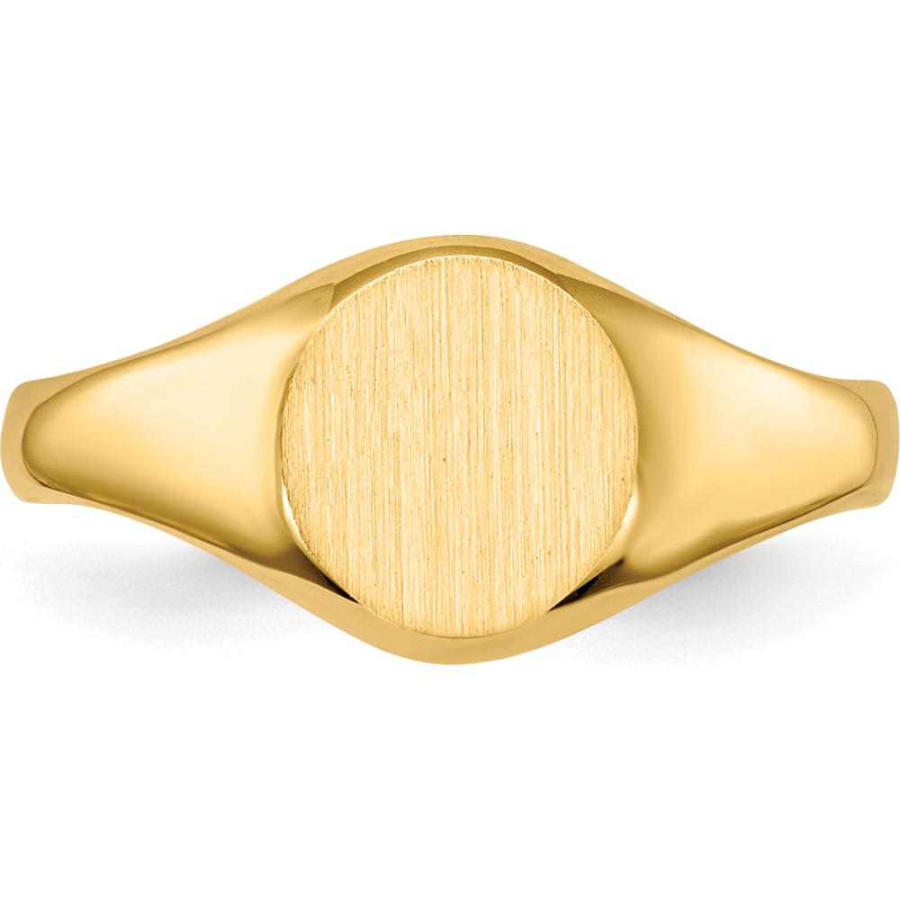 10K Yellow Gold Closed Back Signet Ring with Satin Finish - Engravable, Size 3-7