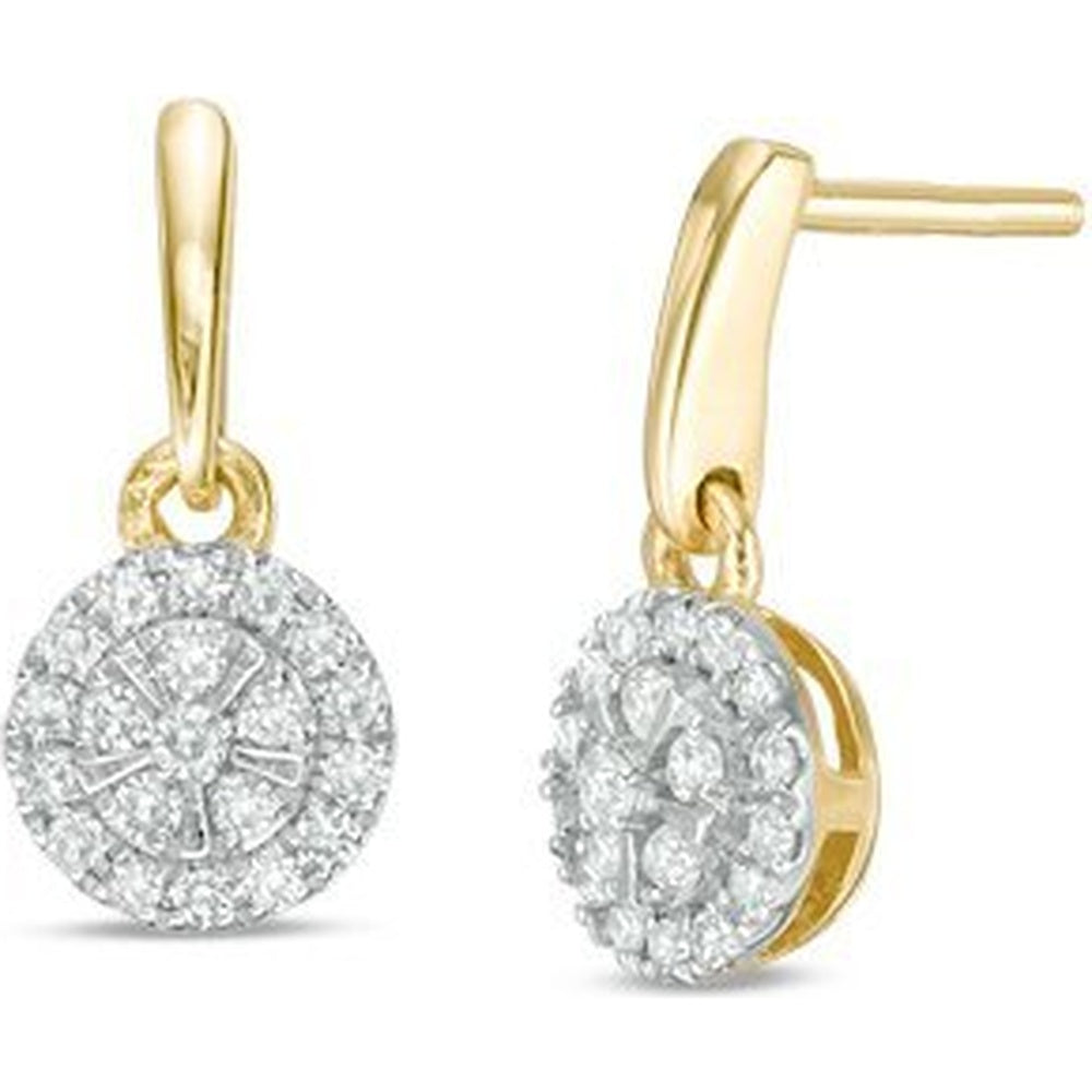 10K Yellow Gold Cluster Stud Earrings with Round Diamonds - 0.19 Carat Total Diamond Weight by Auriventus