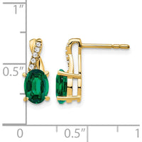 10K Yellow Gold Created Emerald and Diamond Drop Earrings - 0.75 Carat Total Gem Weight by Oro Pregiato