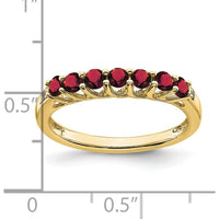 10K Yellow Gold Created Ruby and Diamond 7-Stone Ring - 0.09 Carat Total Ruby Weight, 0.006 Carat Total Diamond Weight by 0