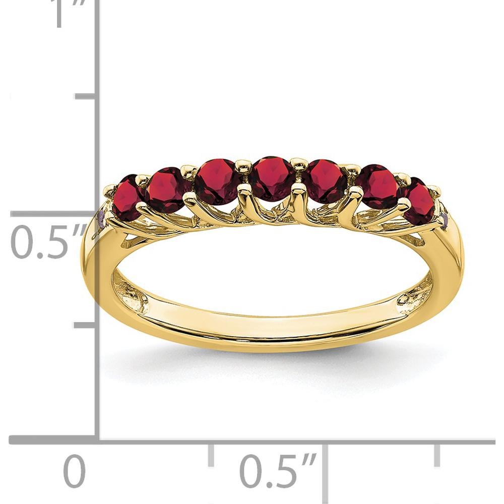 10K Yellow Gold Created Ruby and Diamond 7-Stone Ring - 0.09 Carat Total Ruby Weight, 0.006 Carat Total Diamond Weight by 0